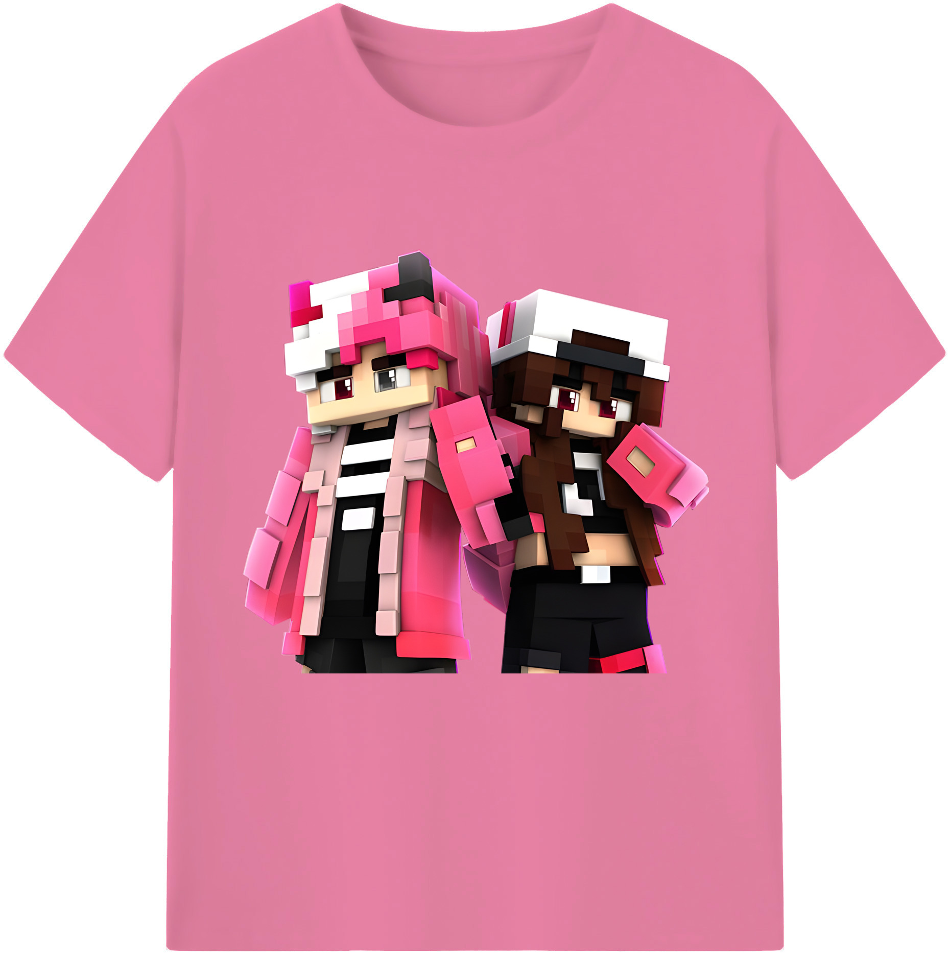 （画像用） マインクラフト ブロックの世界 Minecraft MC Block world 綿100％半袖Tシャツ（フロントプリント）